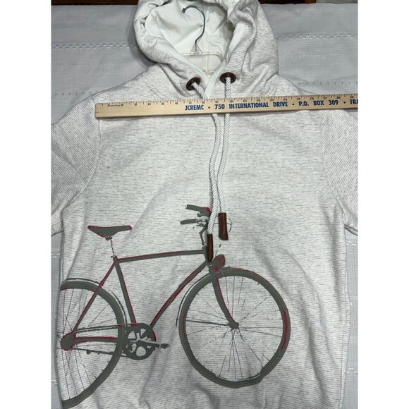 Denmark Bicycle Graphic Light Gray Hoodie Sweatshirt  Drawstring Thick Women's M - Picture 4 of 10